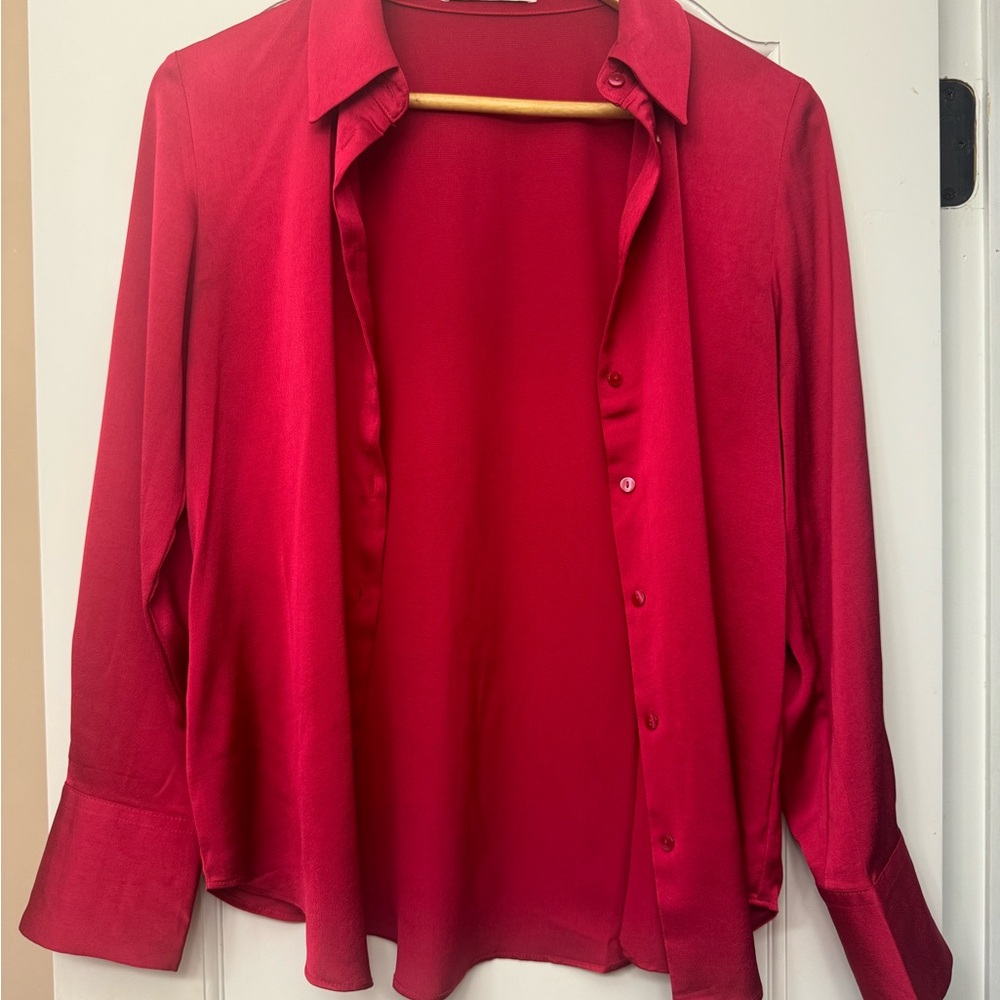 Mango Vibrant Red Button Shirt - Size XS